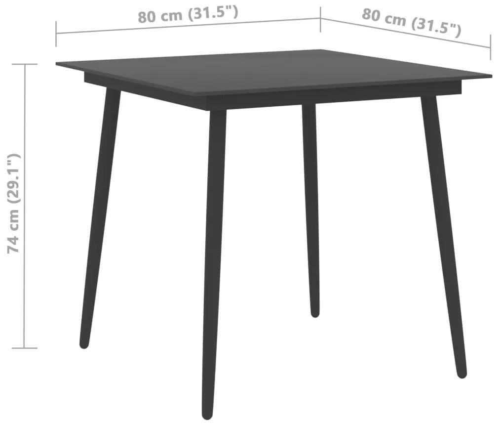3 pcs conjunto de jantar para jardim vime de PVC preto