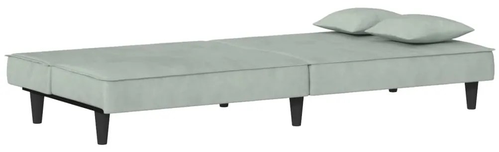 Sofá-cama veludo cinzento-claro