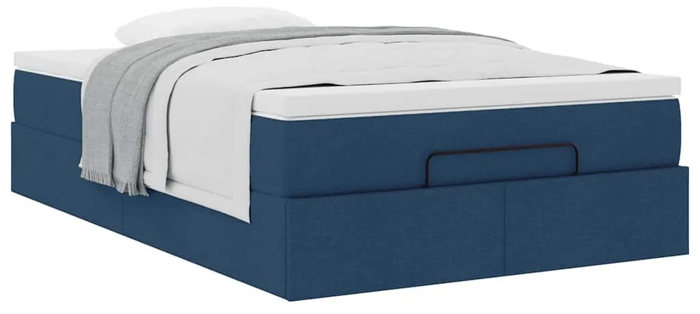 Estrutura de cama otomana com colchão 120x200 cm tecido azul