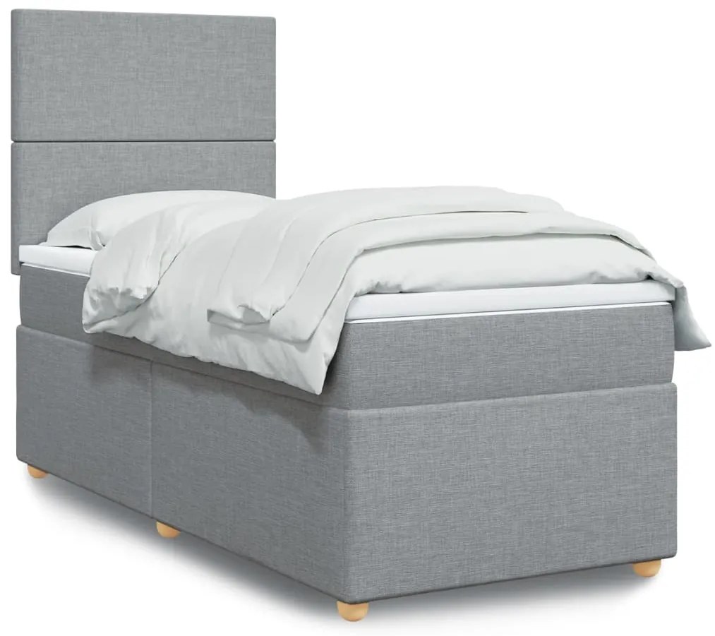 Cama com molas/colchão 90x200 cm tecido cinza-claro