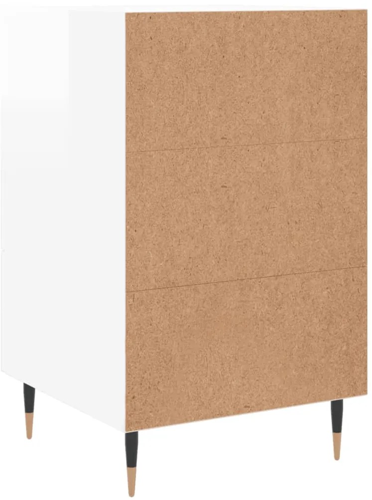 Mesa de cabeceira 40x40x66cm derivados madeira branco brilhante