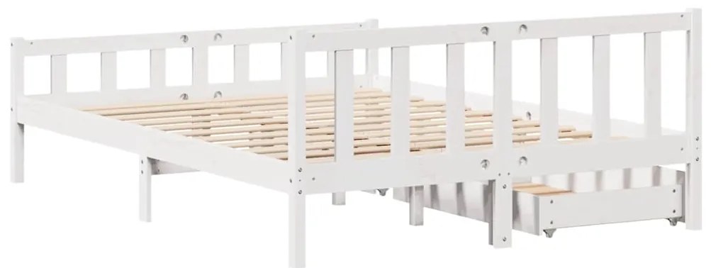 Cama sem colchão 160x200 cm madeira de pinho maciça branco
