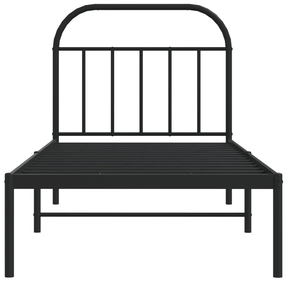 Estrutura de cama com cabeceira 80x200 cm metal preto