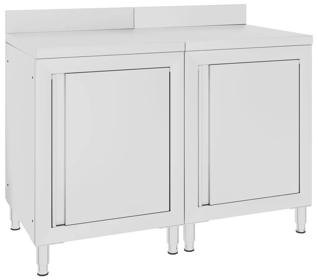 vidaXL Mesa trabalho comercial c/ armário 120x60x96 cm aço inoxidável