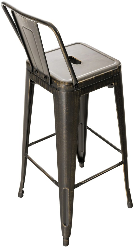Banco de bar Mason em metal 44 x 96 x 43 cm Preto + Dourado