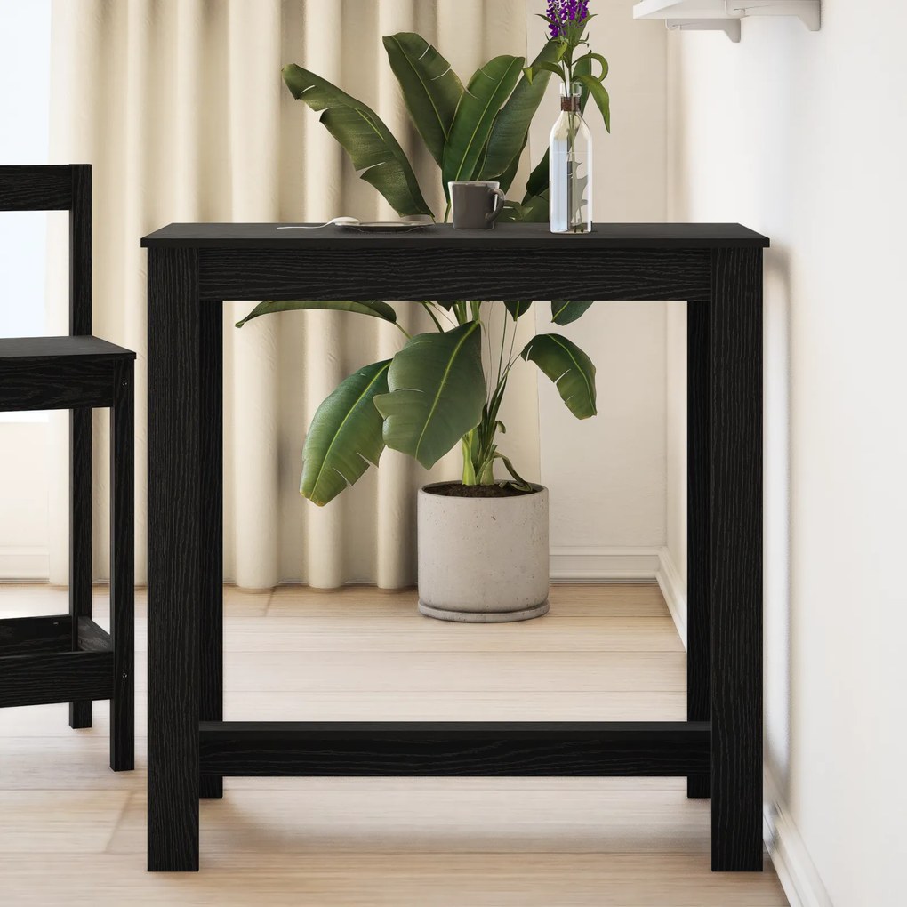 Mesa de Bar vidaXL Preta em Carvalho 102x50x103,5 cm em Madeira de Engenharia