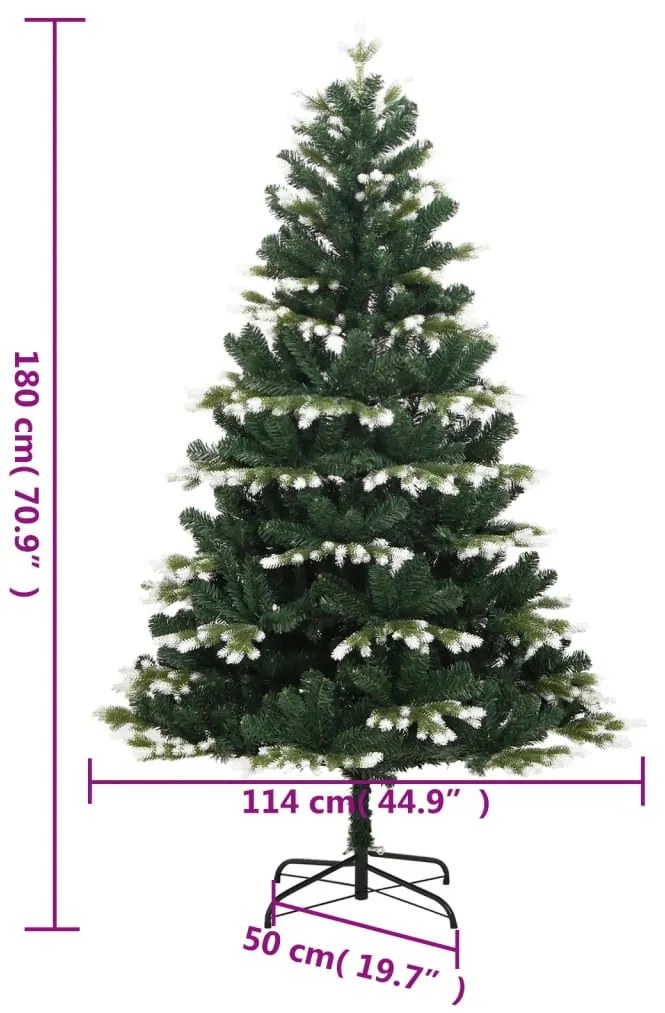 Árvore de Natal artificial articulada c/ flocos de neve 180 cm