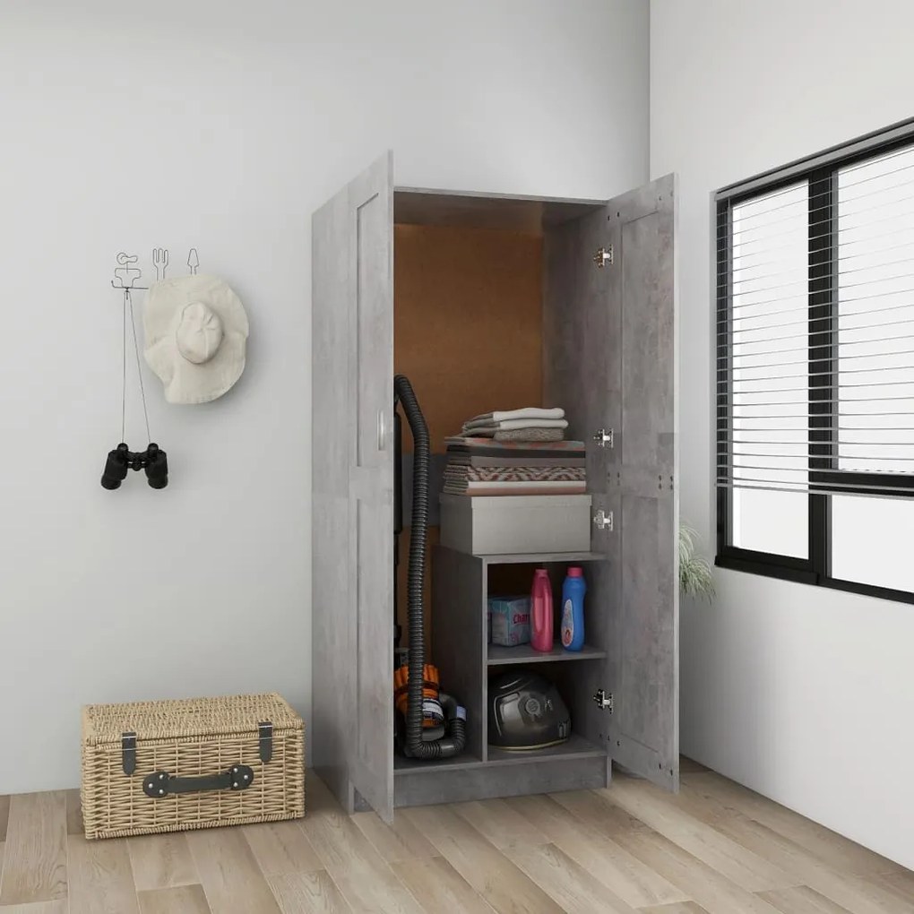803438 vidaXL Roupeiro 82,5x51,5x180 cm contraplacado cinzento cimento