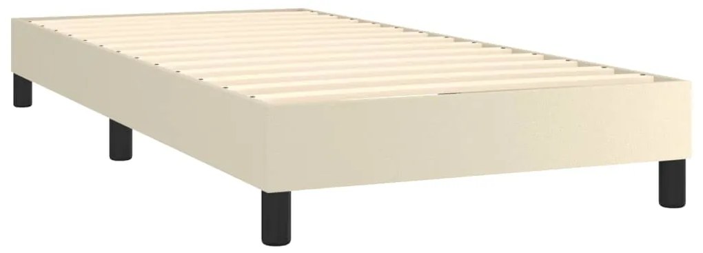 Estrutura de cama 90x200 cm couro artificial cor creme