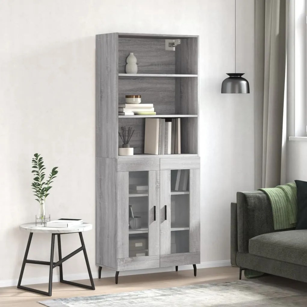 vidaXL Armário alto 69,5x34x180 cm derivados de madeira sonoma cinza