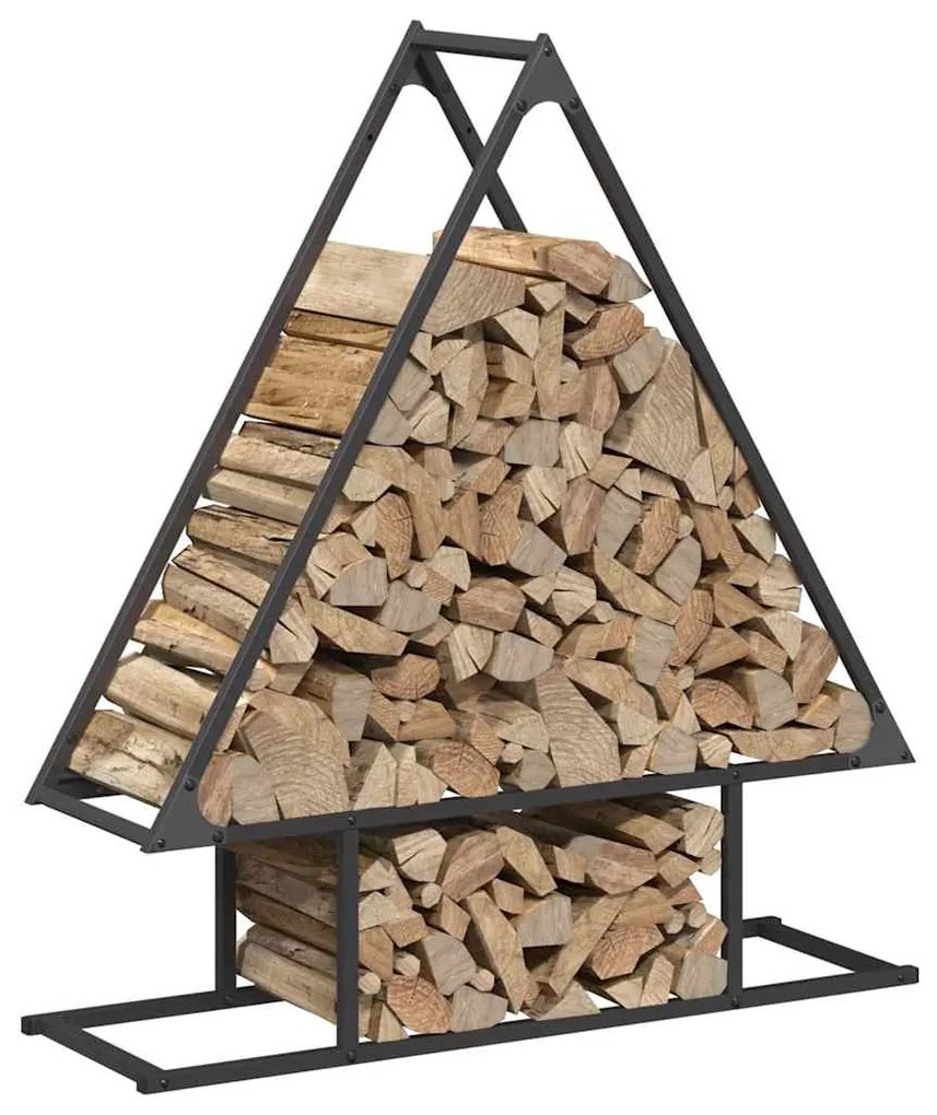 Suporte para lenha 80x25x90 cm aço laminado a frio preto