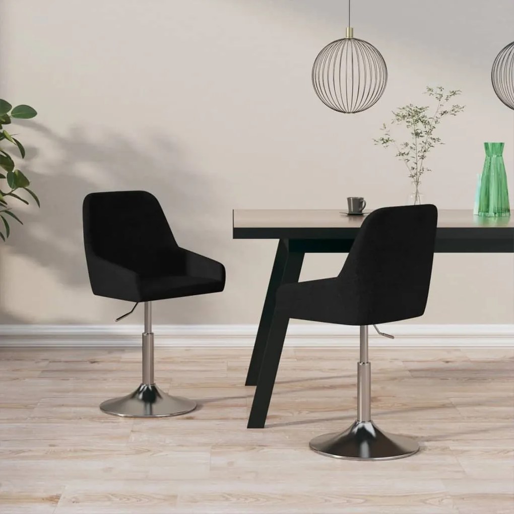 vidaXL Cadeiras de jantar giratórias 2 pcs tecido preto