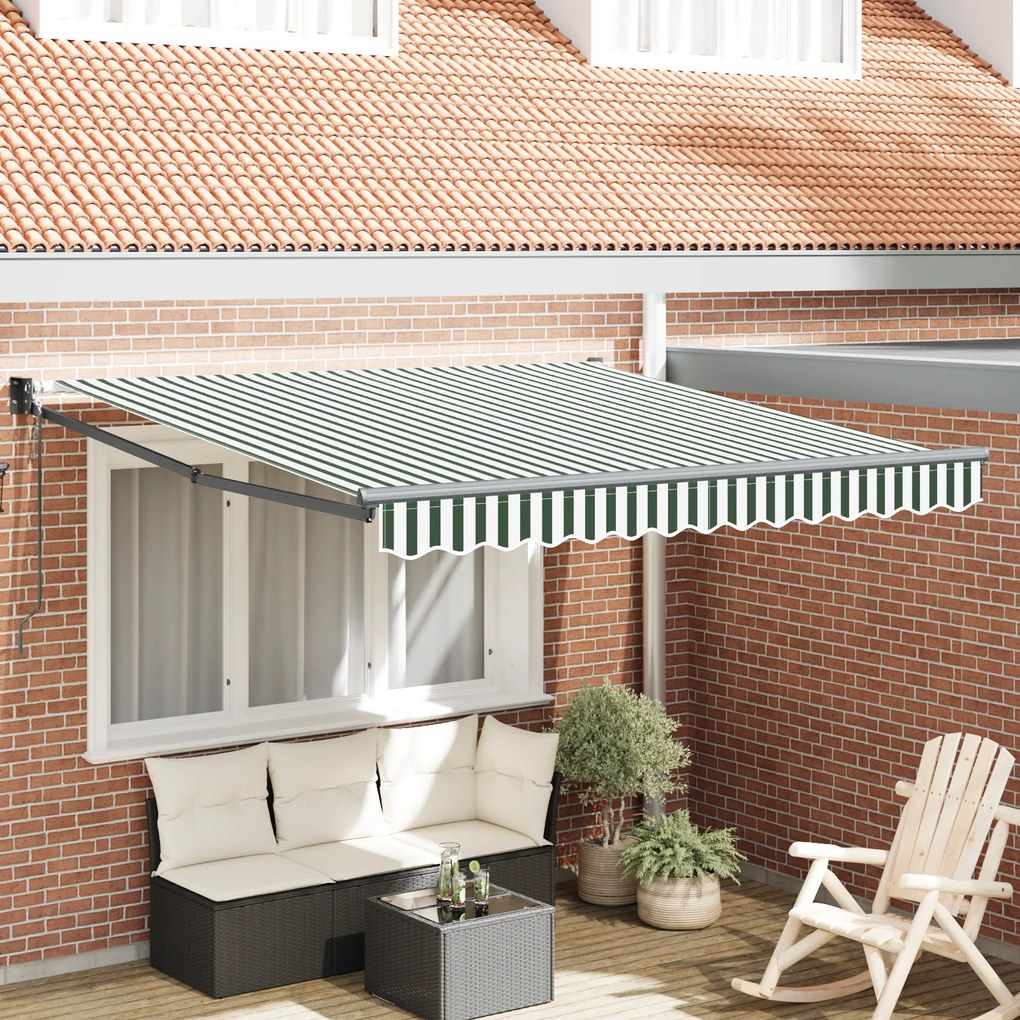 Toldo Retrátil Automático vidaXL Verde e Branco 300x250 cm