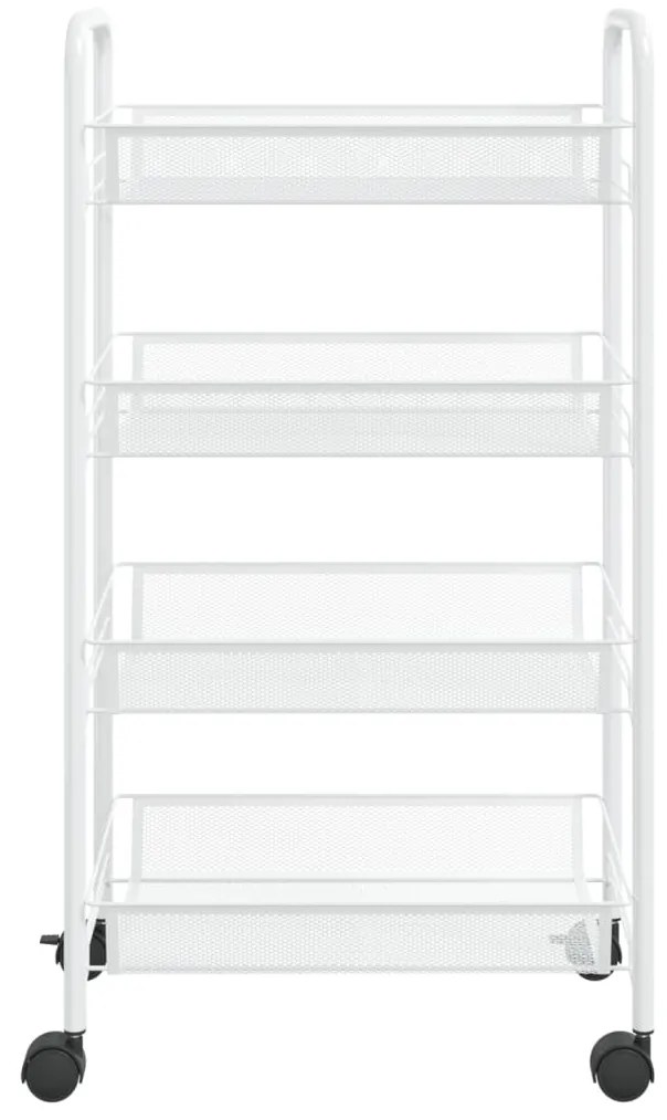Carrinho de cozinha com 4 prateleiras ferro 46x26x85 cm branco