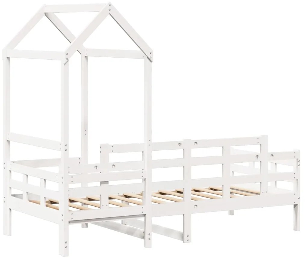 Sofá-cama com telhado 80x200 cm madeira de pinho maciça branco