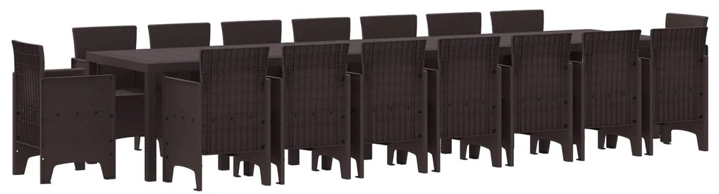 vidaXL Conjunto de Jantar para Jardim com Almofadas 17 pcs Castanho PP