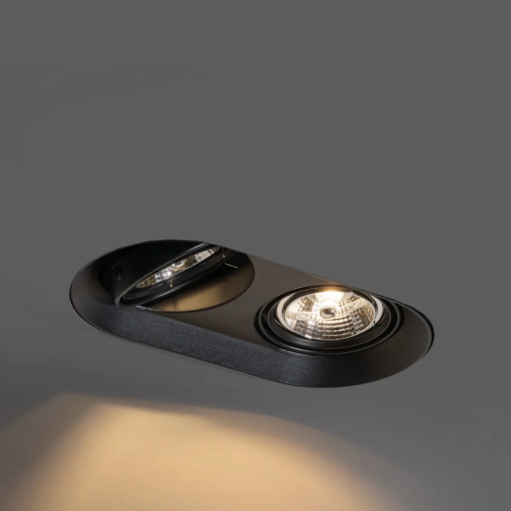 Conjunto de 6 focos embutidos arredondados pretos GU10 70mm 2-Light - Hubs