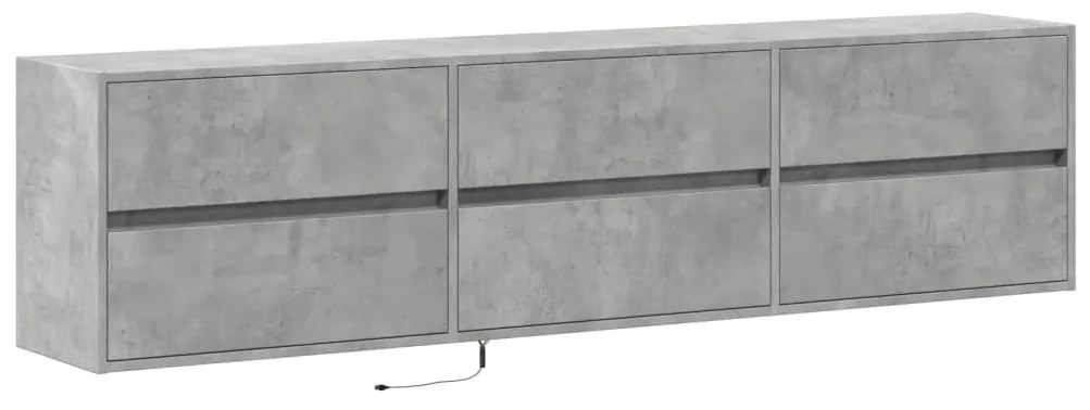 Móvel de parede p/ TV c/ luzes LED 180x31x45 cm cinza cimento