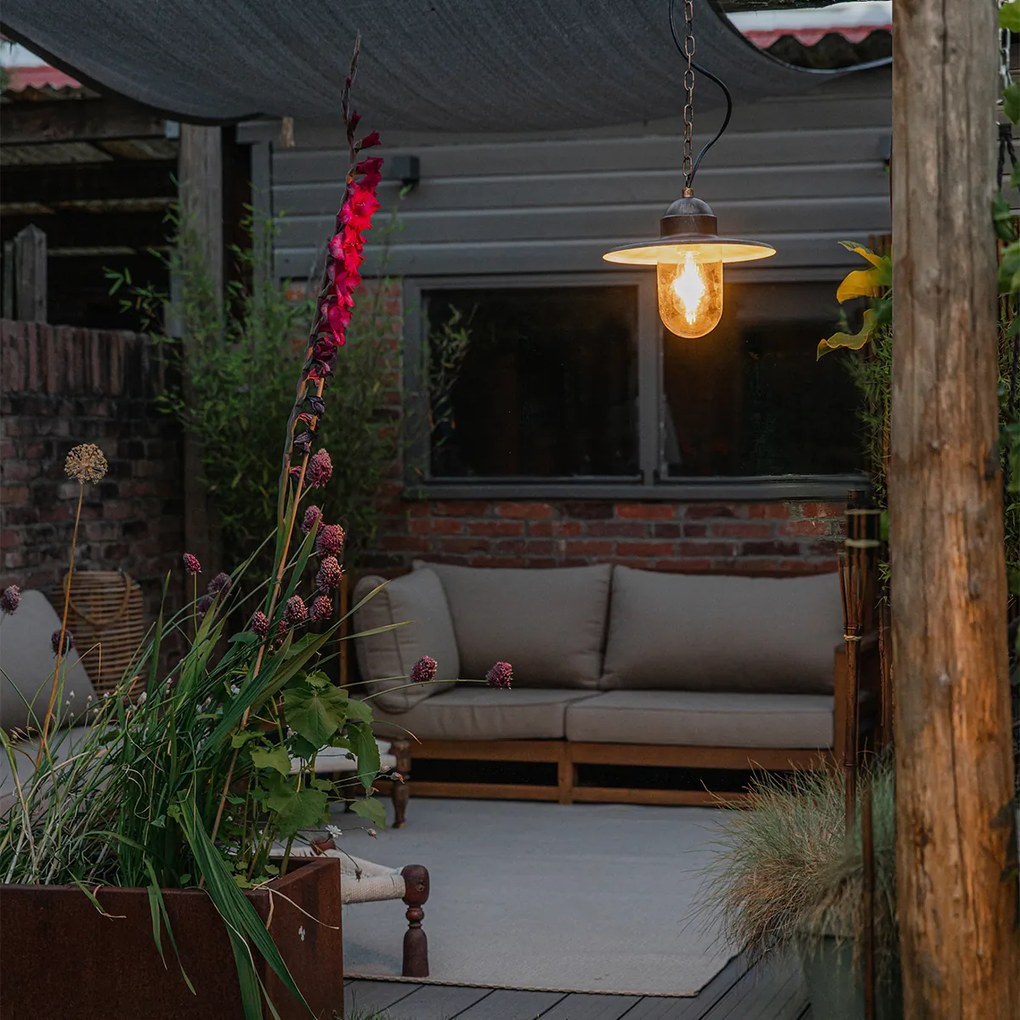 Candeeiro de suspensão exterior rústico ouro antigo IP44 - Kansas