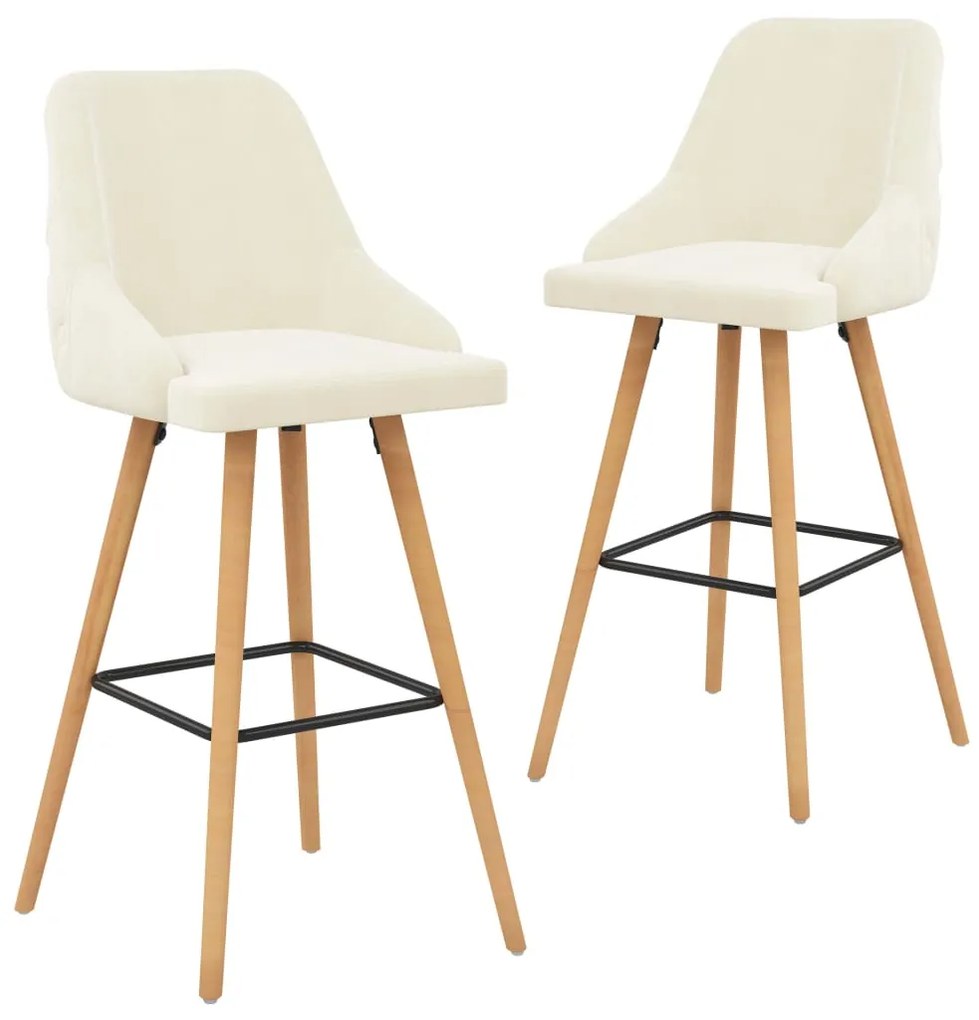 vidaXL Bancos de bar 2 pcs veludo creme