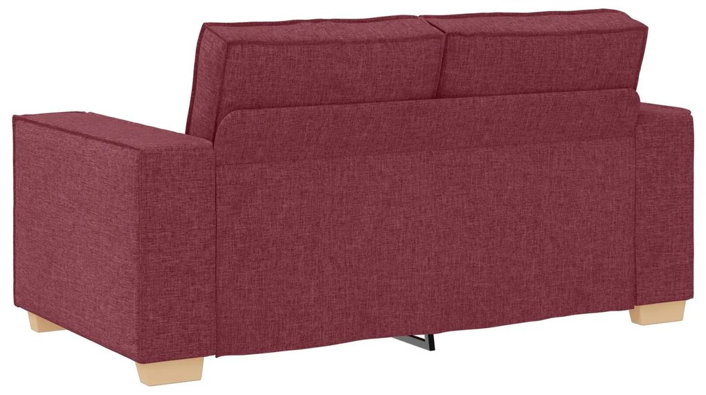 Conjunto de Sofá de 3 Peças com Almofadas Vermelho Vinho