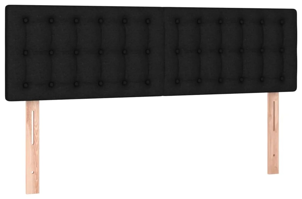 Cama box spring c/ colchão e LED 140x200 cm tecido preto