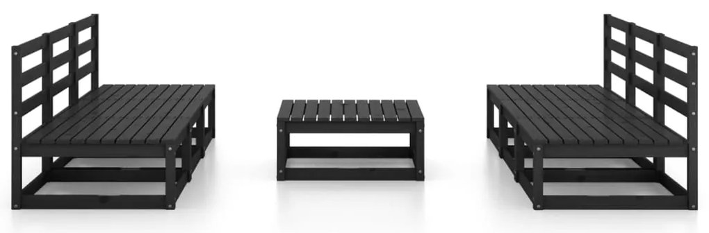 7 pcs conjunto lounge de jardim pinho maciço preto