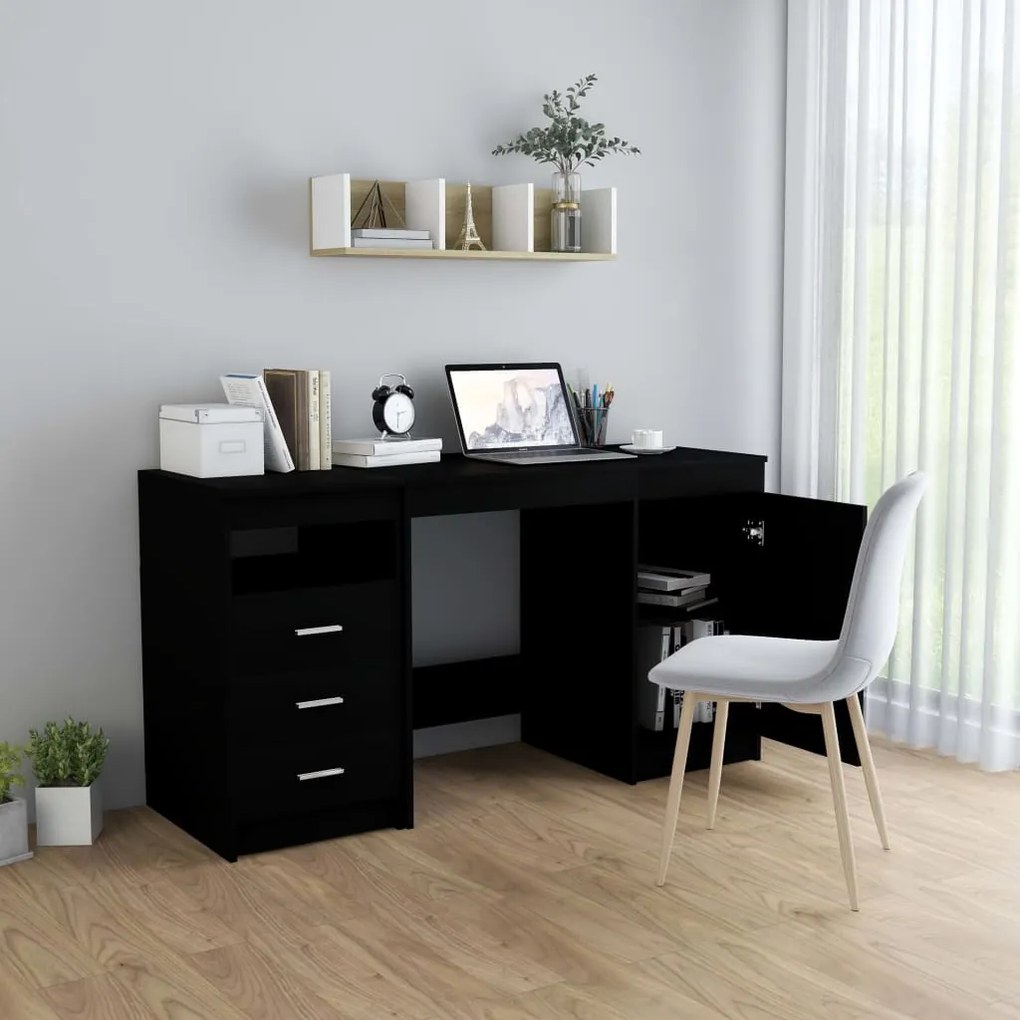 Secretária Hommy de 140cm - Preto - Design Moderno