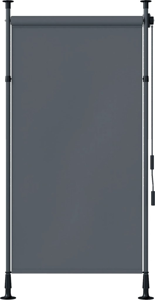 Outsunny Toldo manual retrátil de pé comprimento ajustável com manivela instalação sem perfuração metal alu. poliéster cinza escuro | Aosom Portugal