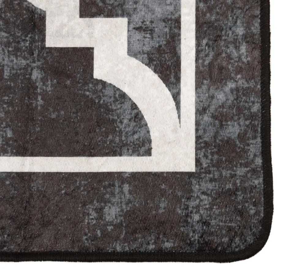 Tapete lavável antiderrapante 190x300 cm preto e branco