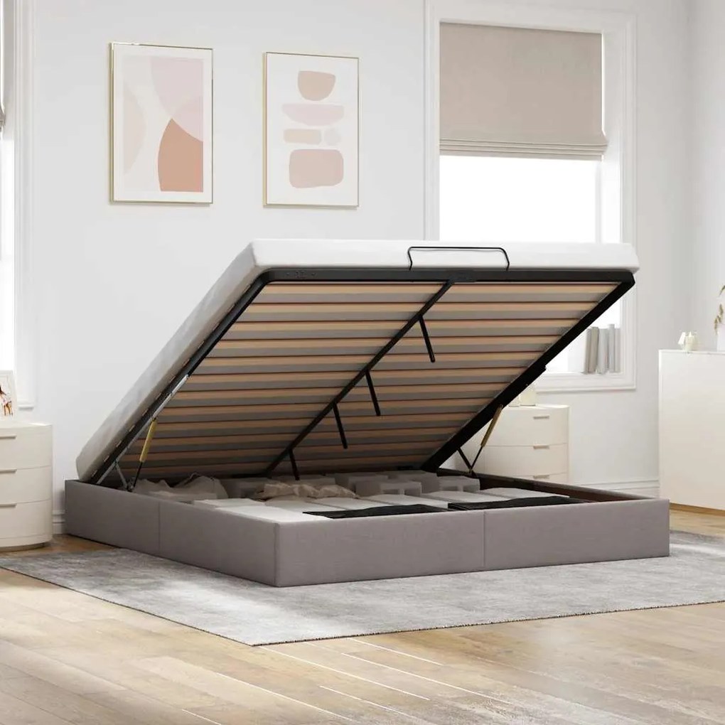 Estrutura de cama otomana sem colchão cinza 180x200 cm tecido