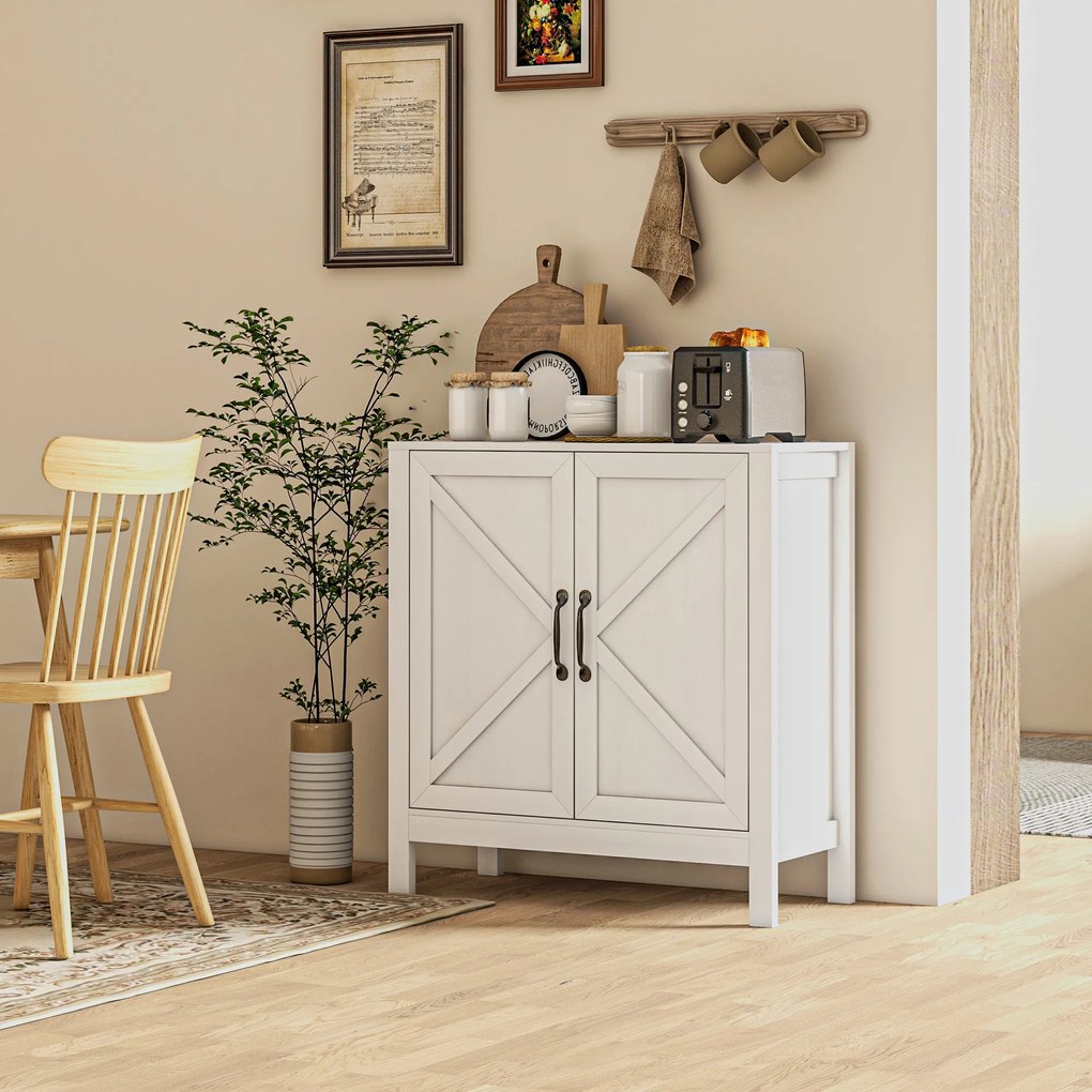 Aparador para Sala de Estar Moderno Móvel Sala de Estar com Prateleira Ajustável Aparador Cozinha 80x35x85 cm Branco