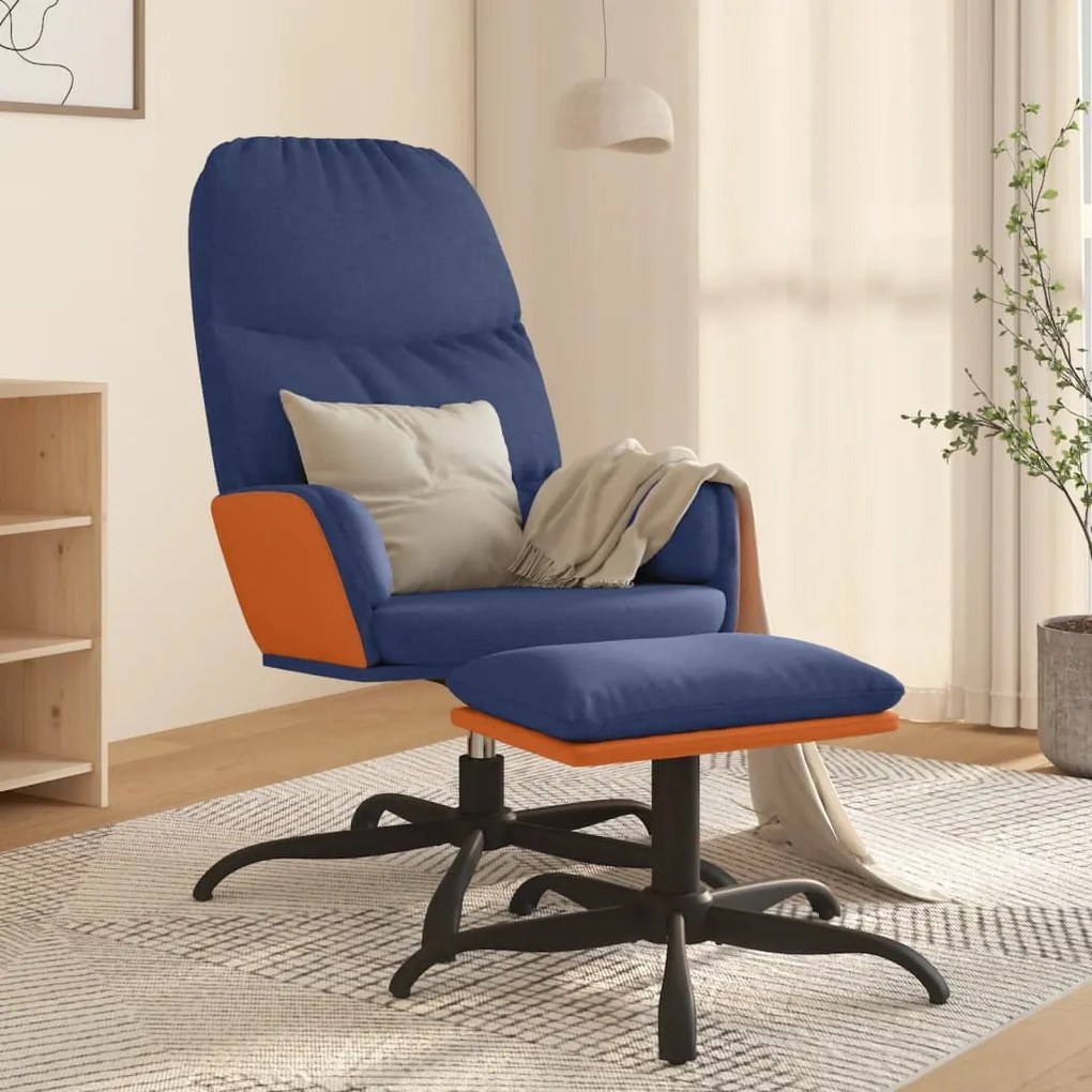 3097391 vidaXL Cadeira de descanso com banco tecido azul