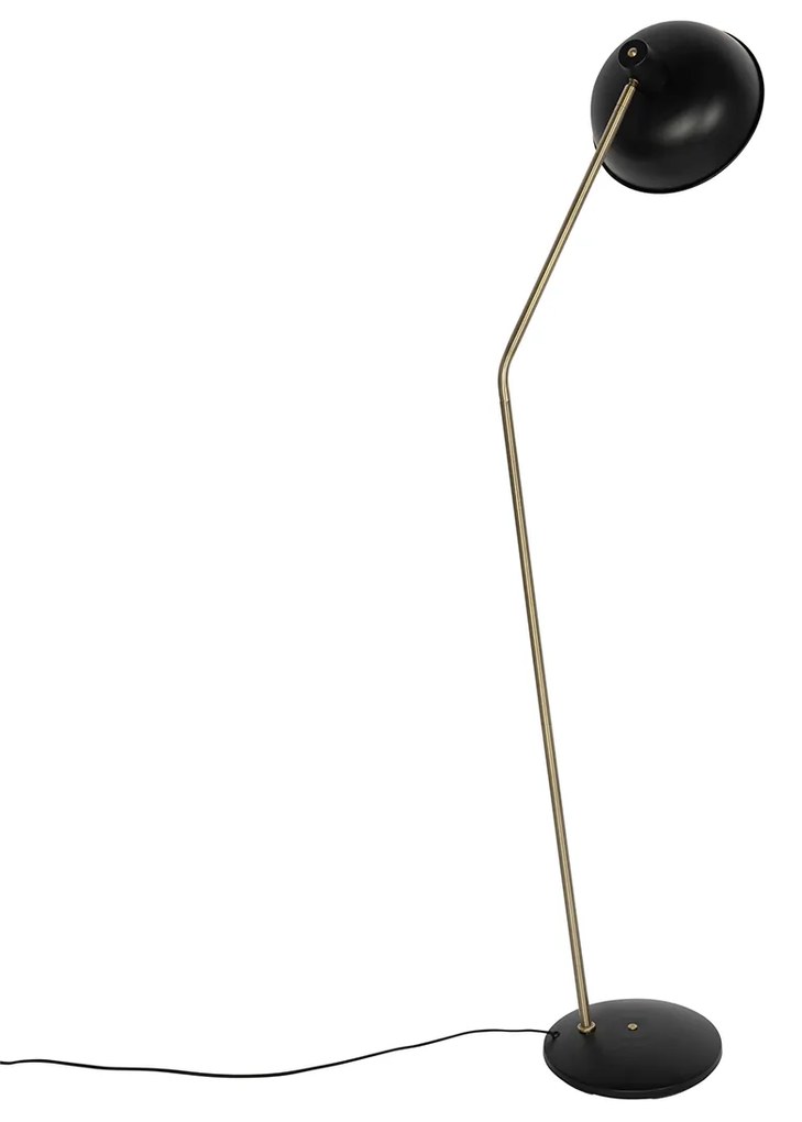 Candeeiro de pé retro preto com bronze - Milou