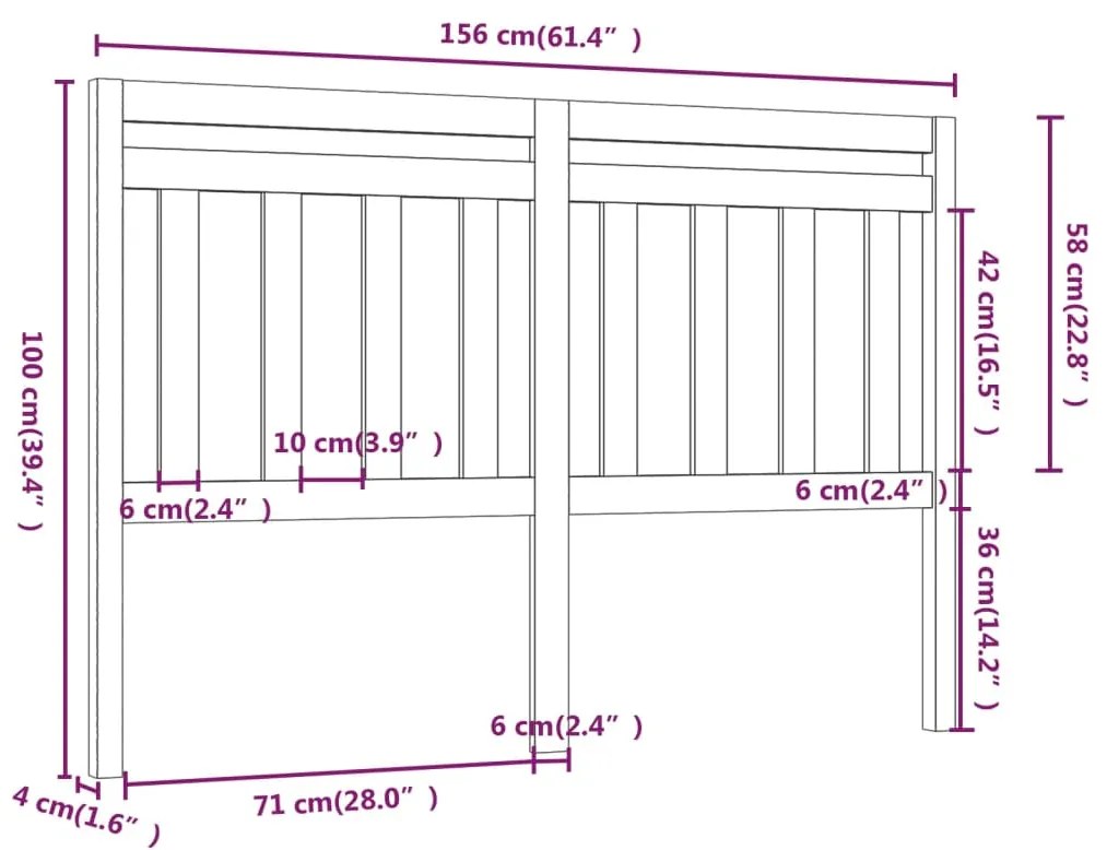 Cabeceira de cama 156x4x100 cm pinho maciço preto