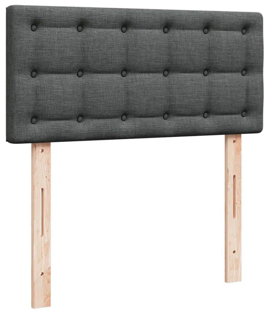 Cama box spring com colchão solteiro tecido cinzento-escuro