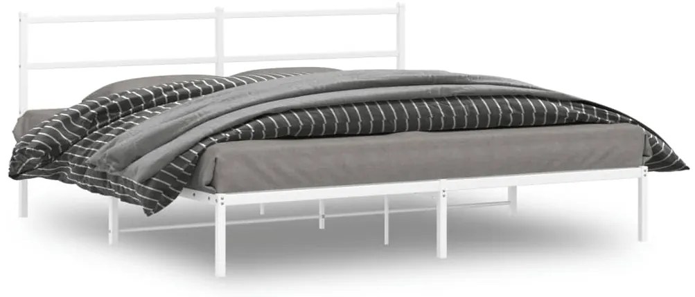 vidaXL Estrutura de cama com cabeceira 193x203 cm metal branco