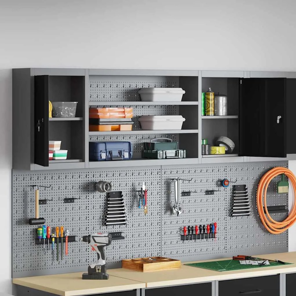 Armário para Ferramentas VidaXL Parede com Painel de Ferramentas Preto