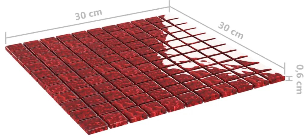 Ladrilhos de mosaico 11 pcs 30x30 cm vidro vermelho