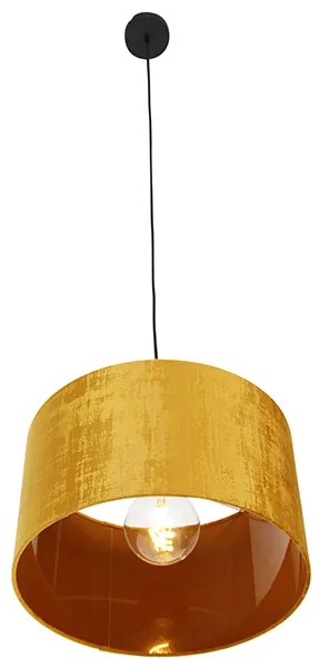 Candeeiro de suspensão moderno preto com cúpula amarela 35 cm - Combi Moderno