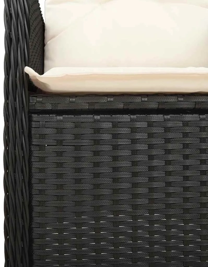9 pcs conjunto de bistrô p/ jardim c/ almofadões vime PE preto