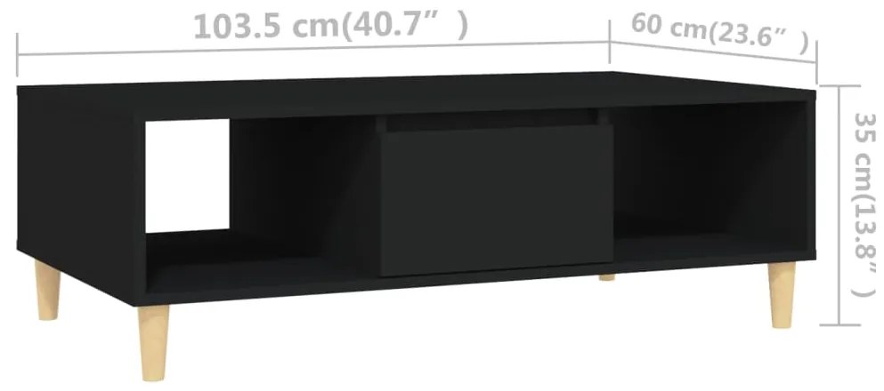 Mesa de centro 103,5x60x35 cm contraplacado preto