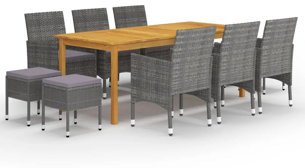 vidaXL 11 pcs conjunto de jantar para jardim cinzento