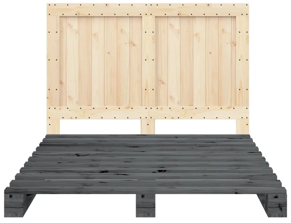 Estrutura de cama com cabeceira 140x200 cm pinho maciço cinza