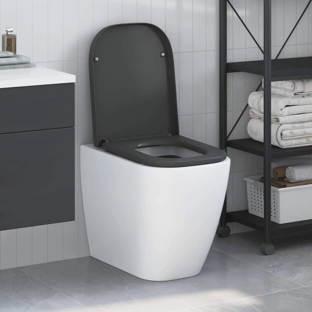 vidaXL Assento de Vaso Sanitário Antracite 47,5 x 35 x 3,6 cm
