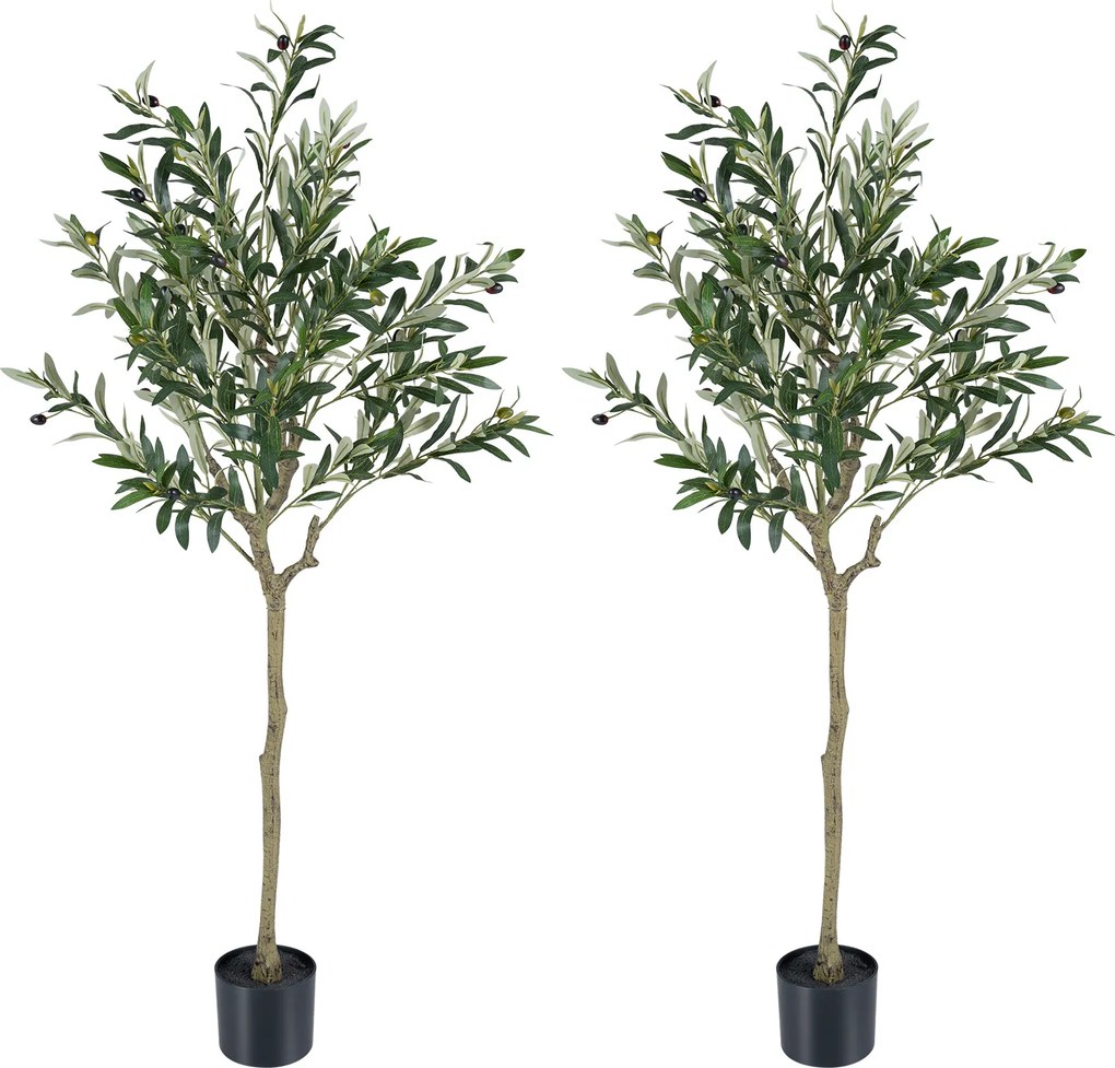 Conjunto de 2 Oliveiras Artificiais Altura: 150, Copa Frondosa (VASO NÃO INCLUIDO), , Verde