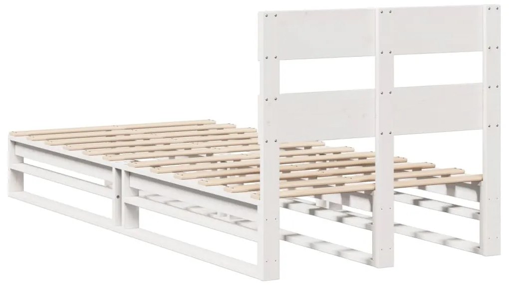 Cama sem colchão 75x190 cm madeira de pinho maciça branco