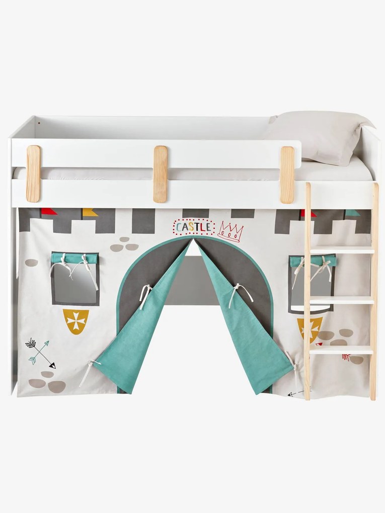 Tenda de cama Grande Cavaleiro cinzento claro liso com motivo