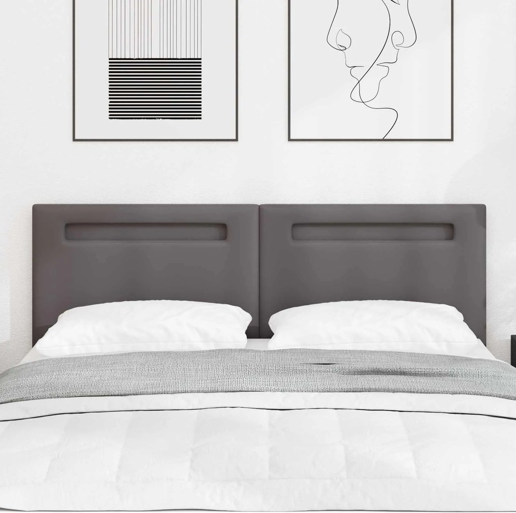 vidaXL Cabeceira LED Cinzeto 160 cm Couro Sintético