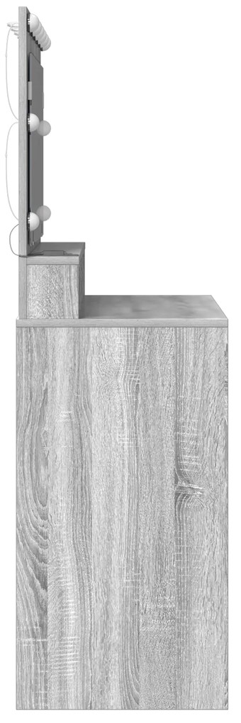 Mesa de Maquiagem vidaXL com Luzes LED Cinza Sonoma 100x41x135 cm